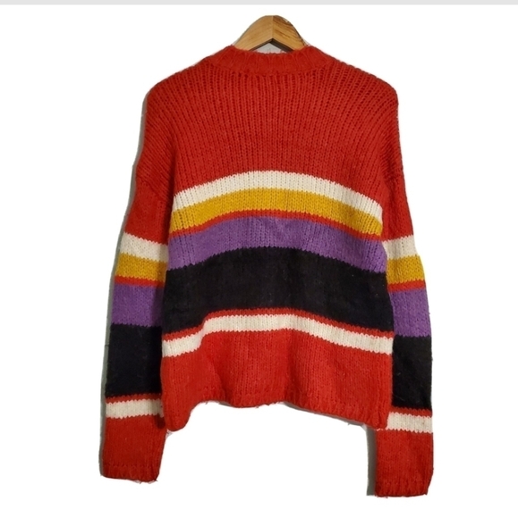 NWT Sanctuary Red Party Stripe Crewneck Sweater - Picture 3 of 7